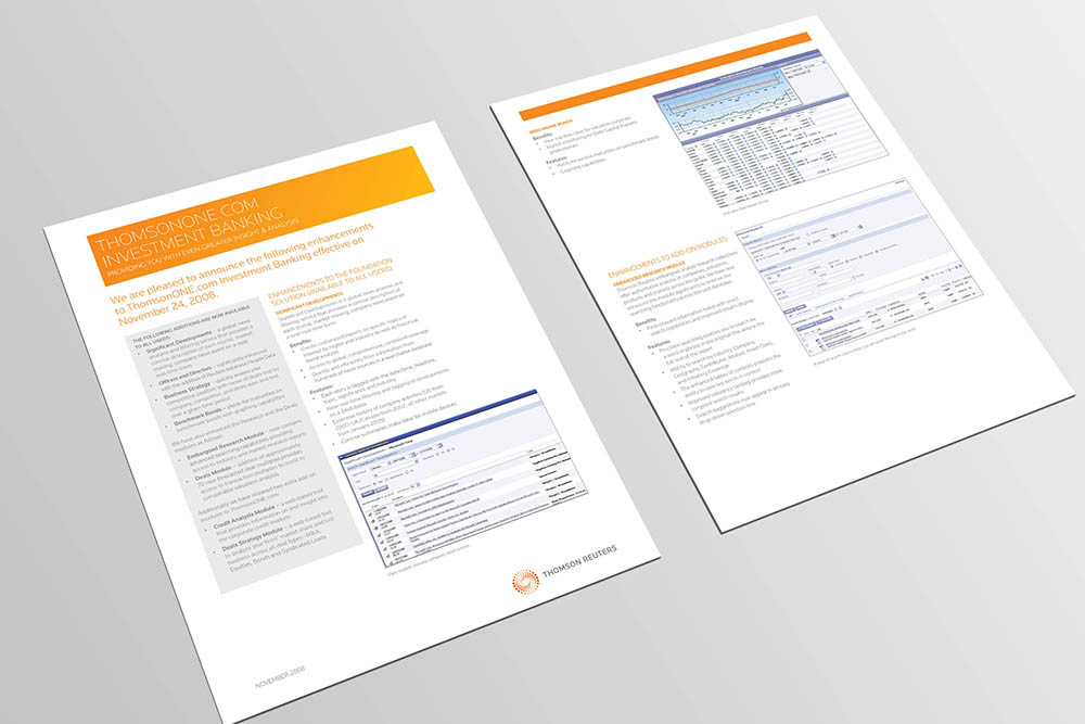 ThomsonReuters collateral 1, Thomson Reuters, collateral design, branding, advertising, Form Advertising
